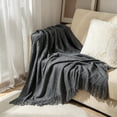 thumbnail image 1 of ROSEKIND Diamond Textured Tassel Throw Blanket, Soft Knitted Decorative Blankets 60X80inch., 1 of 6