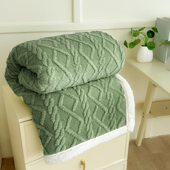 ROSEKIND Gentlesoft Sherpa Fleece Throw Blanket for Couch - Fluffy & Cozy Cable Jacquard Tufted Throw for Women Gift and Home Decor, Thick and Warm Blanket for Winter, 30x40in, Sage Green