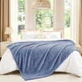 thumbnail image 1 of ROSEKIND Lightweight Breathable 300GSM 3D Striped Flannel Throw Blanket, for Sofa Couch Bed,60x80inch, 1 of 4