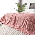 thumbnail image 1 of ROSEKIND Lightweight Breathable 300GSM 3D Striped Flannel Throw Blanket, for Sofa Couch Bed,60x80inch, 1 of 5