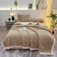 thumbnail image 1 of ROSEKIND Ultra Large Striped Flannel Sherpa Reversible Weighted Throw Blanket-90X90inch, 1 of 6
