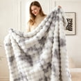 thumbnail image 1 of ROSEKIND ultra-soft 680GSM Faux Fur Ribbed Throw Blanket for Sofa & Bed, Cozy Gift for Adults & Friends, 60x70in, Tie-dye Grey, 1 of 9
