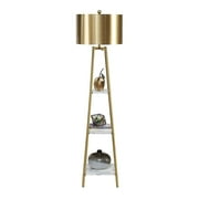 ROSEN GARDEN Floor Lamp with Shelves Gold Finish, Modern Living Room Lamps