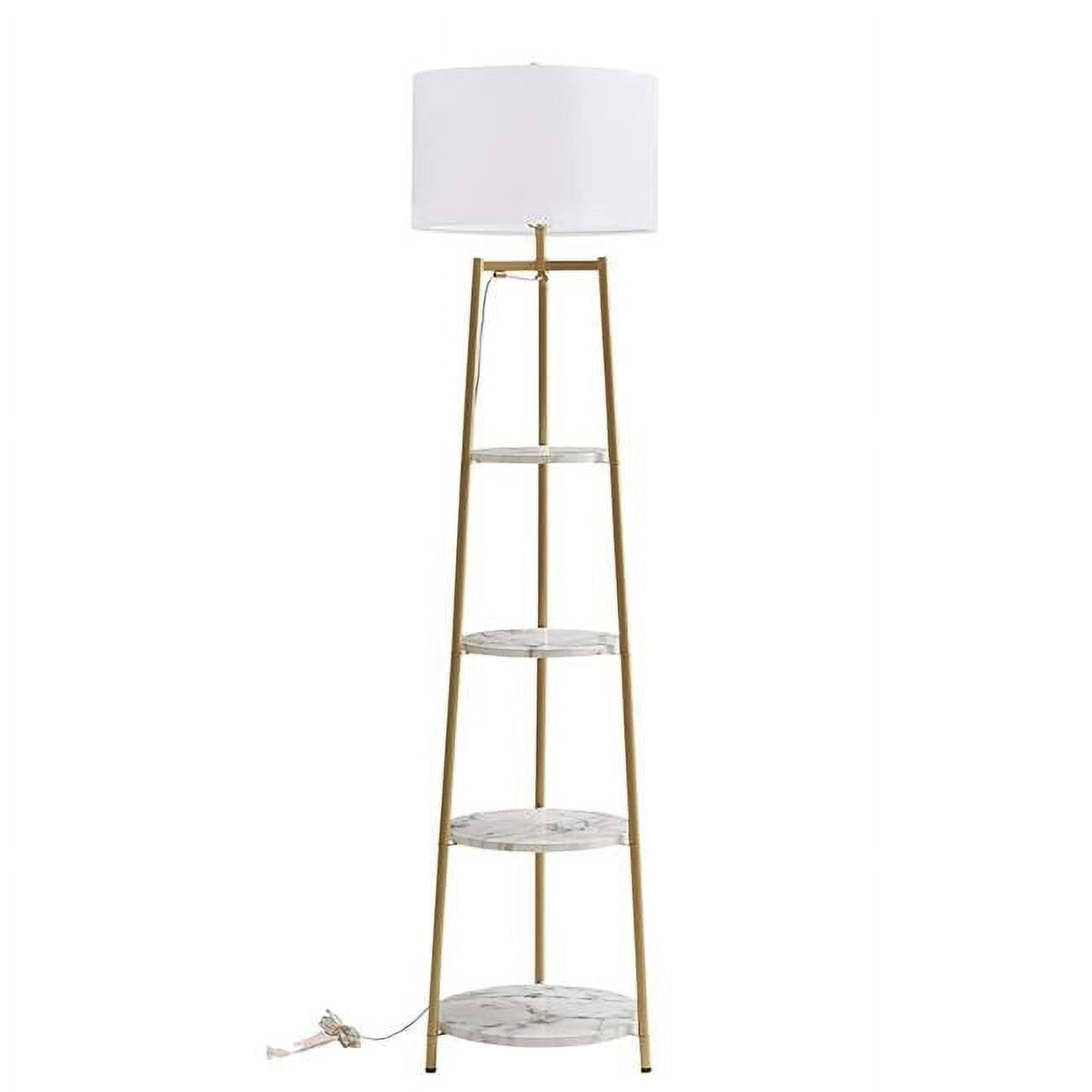 ROSEN GARDEN LT7045 Rosen Garden LT7045 Floor Lamp with 4-Tier Round Shelves, Gold