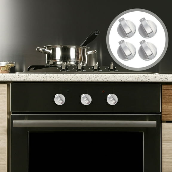 ROSENICE 1.6x1.6in Round Metal Burner Control Stove Knobs 4Pcs Durable Cooktop Accessories for Oven and Stove Repair