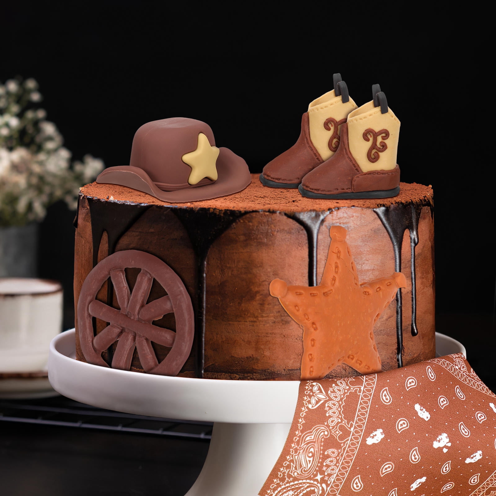 12 PCS Cowboy Cake Toppers, Western Cowboy Boot Hat Horse - View #6
