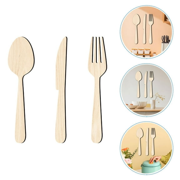ROSENICE 1 Set Decorative Fork for Wall Rustic Kitchen Wall Decor 40.5x9.9x0.5in Beige Basswood Wood