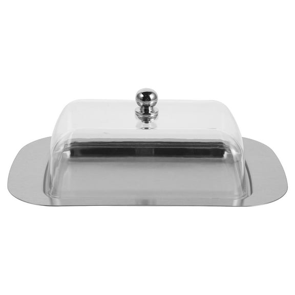 ROSENICE 1 Set Household Users Butter Serving Dish Stainless Steel And Plastic For Fridge Silver 11.8x4.8x0.5in
