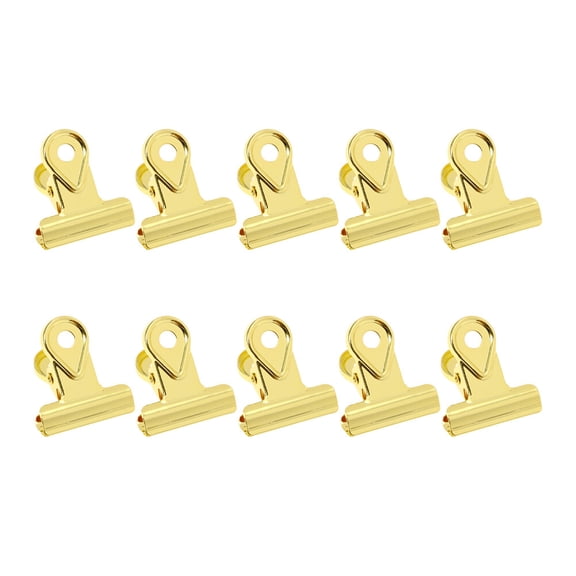 ROSENICE 10 PCS Hinge Clips Clips Binder Clips Paper Clips Copper Clip Binder Clip Golden 2.5x2cm