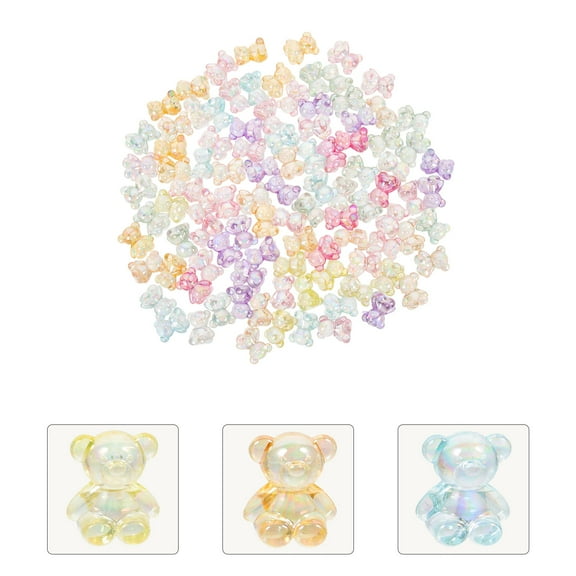 ROSENICE  100 Pcs Cartoon Bear Beaded Necklace Making Beads Mixed Color