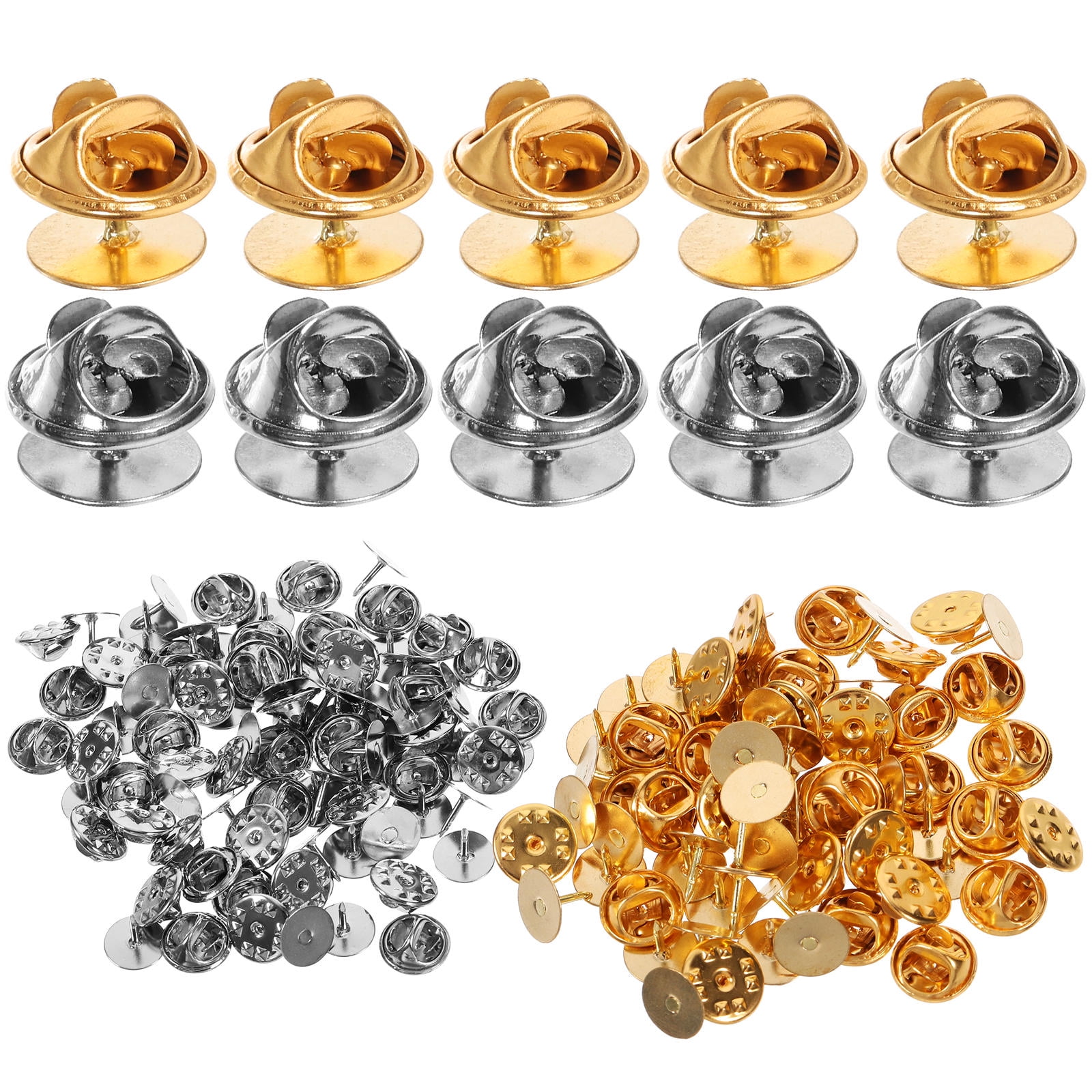 ROSENICE 100 Sets Enamel Pin Locking Backs Iron Material Gold Silver ...