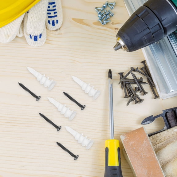 ROSENICE 100 Sets Wall Screws and Anchors for DIY Users Black Metal Enhanced Fixation