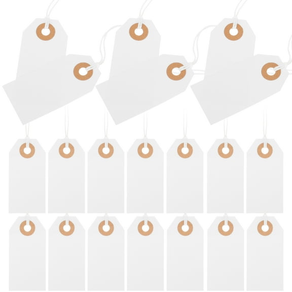 ROSENICE 100Pcs White Paper Tags with Strings for Jewelry and present Shops