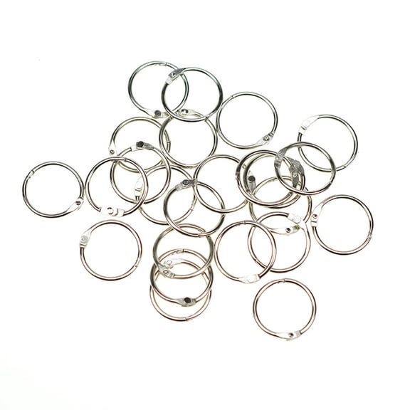 ROSENICE 100pcs Metal Loose Leaf Binder Rings Multi-purpose Loose Paper Notebook DIY Photo Album Rings Keychain Rings