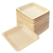 ROSENICE 100pcs Square Disposable Wooden Plate Party Plates Tableware for Wedding Restaurant Picnic Birthday 140x140mm