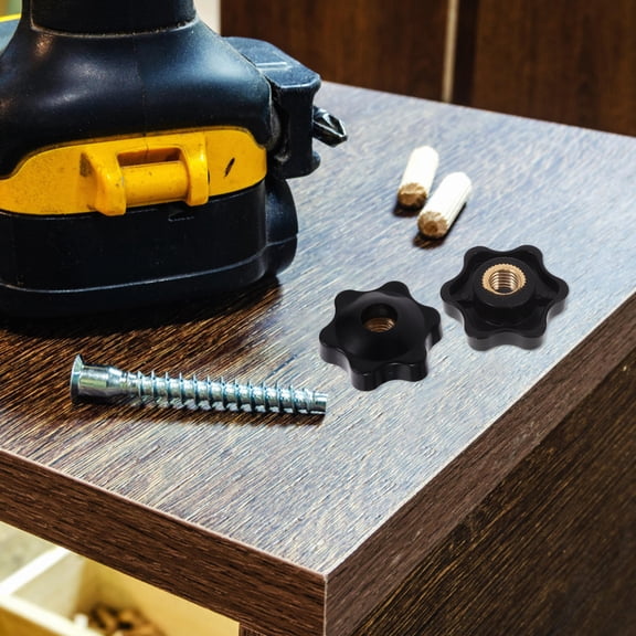 ROSENICE Home Repairs Knob Black Plastic 10Pcs 1.18X1.18X0.59in