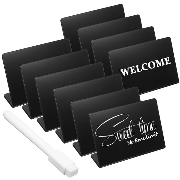 ROSENICE 10Pcs Black Acrylic Chalkboard Signs for Table Numbers L Shape Writable