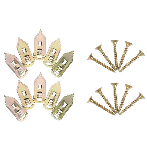 ROSENICE 10Pcs Metal Golden Plasterboard Plug Fixing Screws for Construction Projects