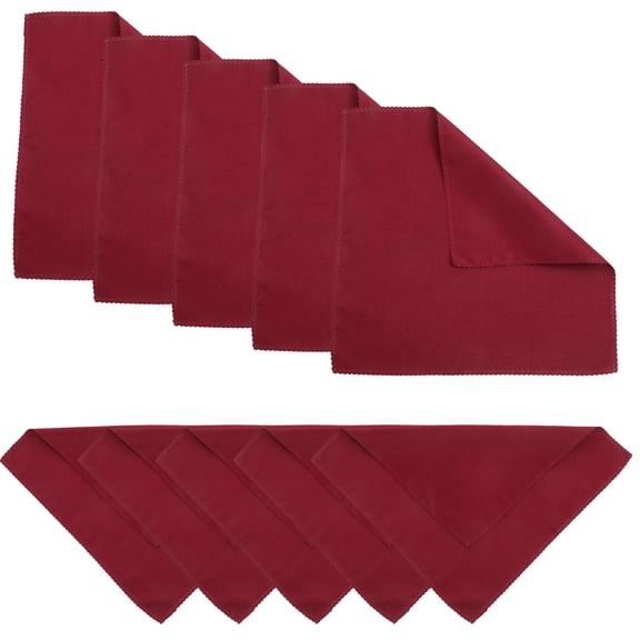 ROSENICE 10Pcs Polyester Dinner Napkins in Dark Red for Hotel and Restaurant Use