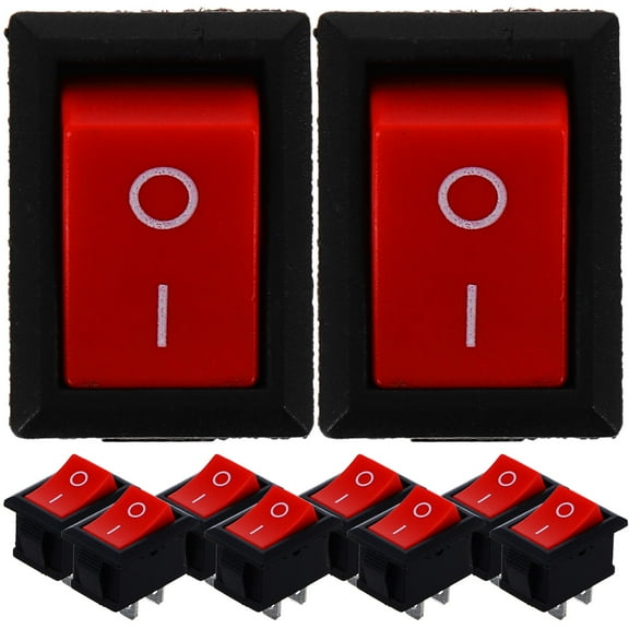 ROSENICE 10Pcs Red Plastic Rocker Switch For Boat Power Control Panel Installation 1.50In