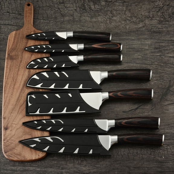 ROSENICE 10Pcs Shape Black Plastic Kitchen Knife Protective Cover Practical