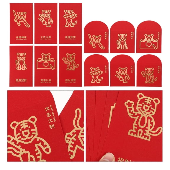 ROSENICE 12Pcs Gold-Blocking Red Packet for Money Storage during Chinese New Year