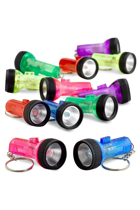 12Pcs Led Flashlight Keychain Mini Keyring Torch Metal Plastic 2x1.5x1.5in For Dark Hallway