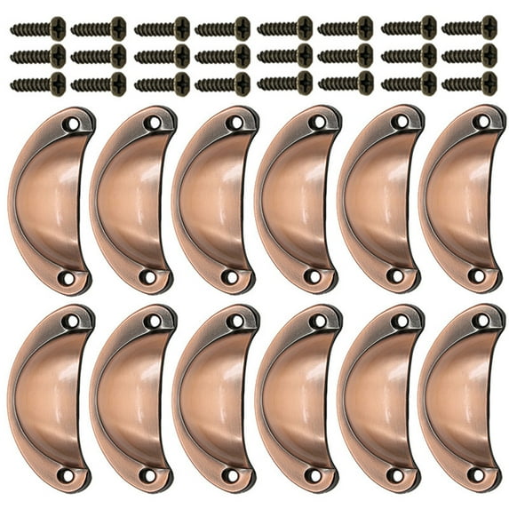 ROSENICE 12Pcs Red Bronze Retro Door Handle for Furniture Hardware 3.2x1.4in