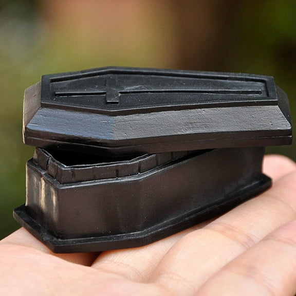 ROSENICE Black Halloween Coffin Prop with Lid Made of Plastic for Playing Lightweight and Decorative 14pcs