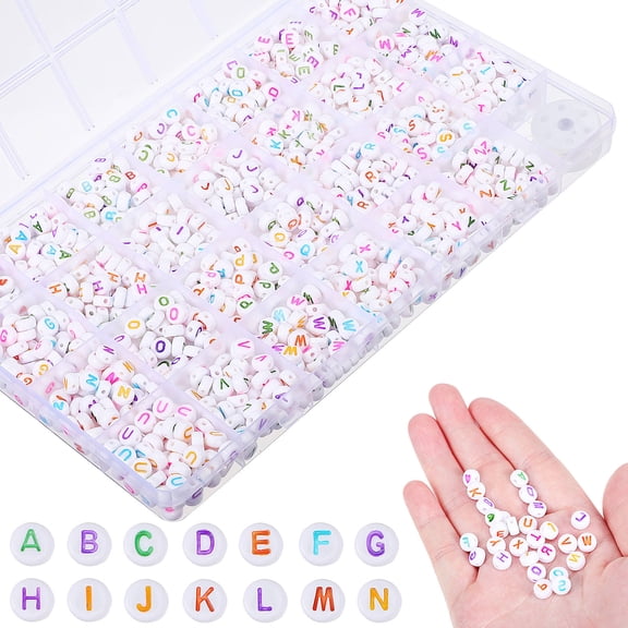 ROSENICE Alphabet Beads Jewelry Making Kit Acrylic 1400Pcs 8.65X5.11X0.79in