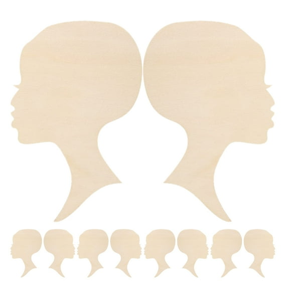 ROSENICE 15Pcs Wood Head Cutouts African Female Face Decor Beige Diy Paint For