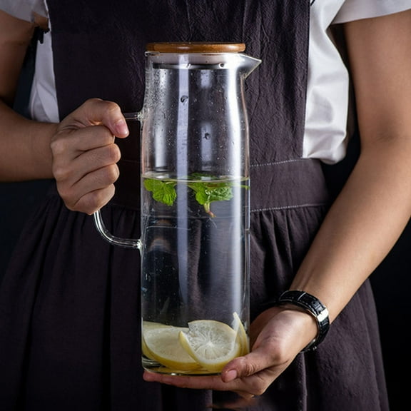 ROSENICE 1PC 1.2L Large Capacity Glass Water Pot Glass Cold Water Bottle Fruit Juice Jug