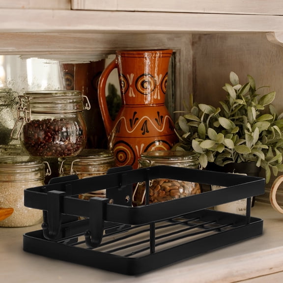 ROSENICE Wall Hanging Spice Rack Storage Rack Black 1PC 7.86x4.72x2.36Inch Carbon Steel