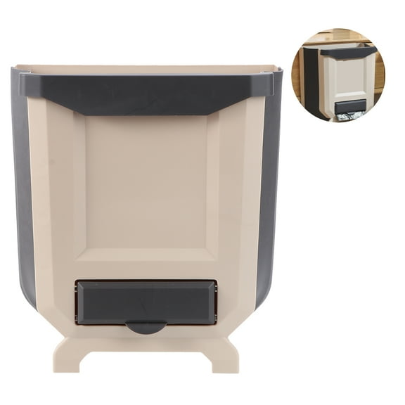 ROSENICE 1Pack Beige Wall Mounted Garbage Can Rectangular Storage Bucket for Kitchen