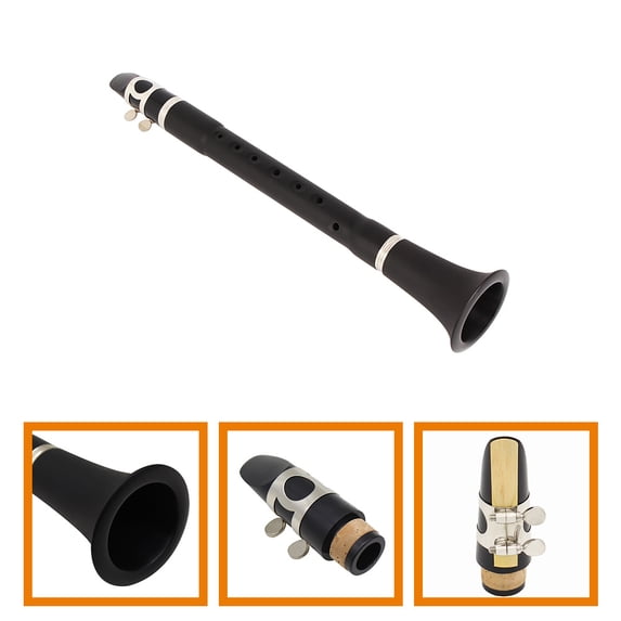 ROSENICE 1Pack Black ABS Miniature Clarinet for Beginner Practice Wind Instrument Compact Size 14.9x2.5x2.5in