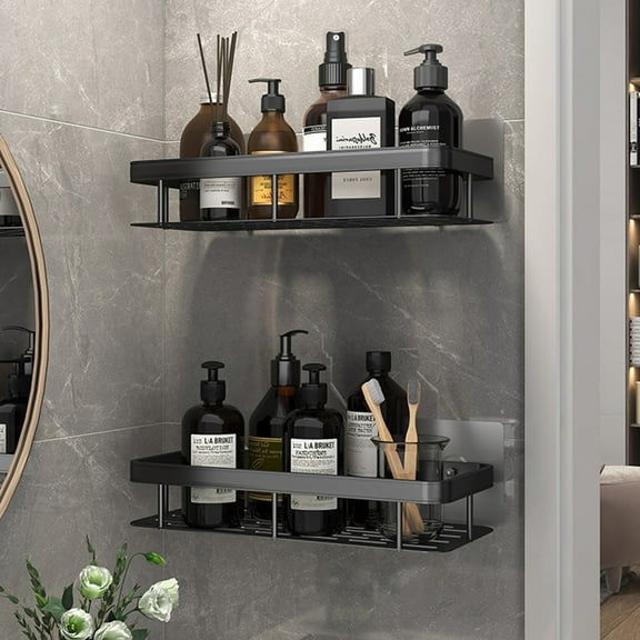 ROSENICE 1Pack Black Aluminum WallMounted Spice Rack 30X13X55Inch Kitchen Bathroom Storage System