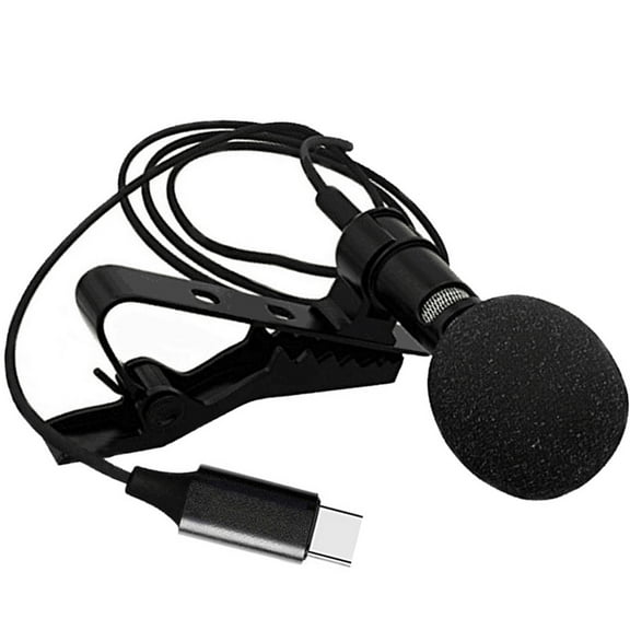 ROSENICE 1Pack Black Mini Lavalier Microphone for Smartphone with Simple Design and Type-C Connector 5.9x0.4x0.4in
