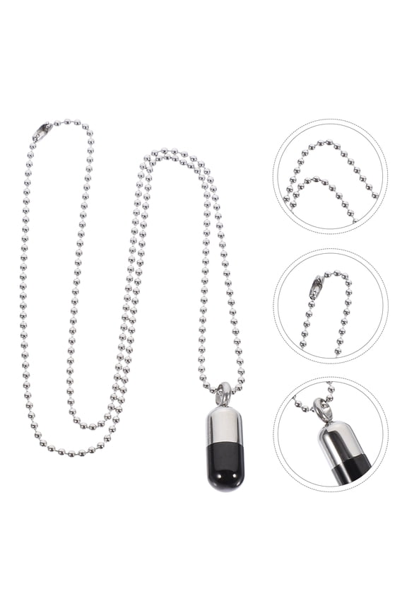 1Pack Classic Design Perfume Bottle Necklace for Men and Women in Silver Black