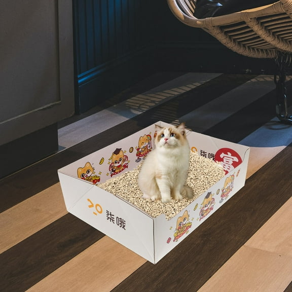 ROSENICE 1Pack Disposable Convenience Collapsible Cat Litter Box for Cat Owners 14.7x11.4x4.6in