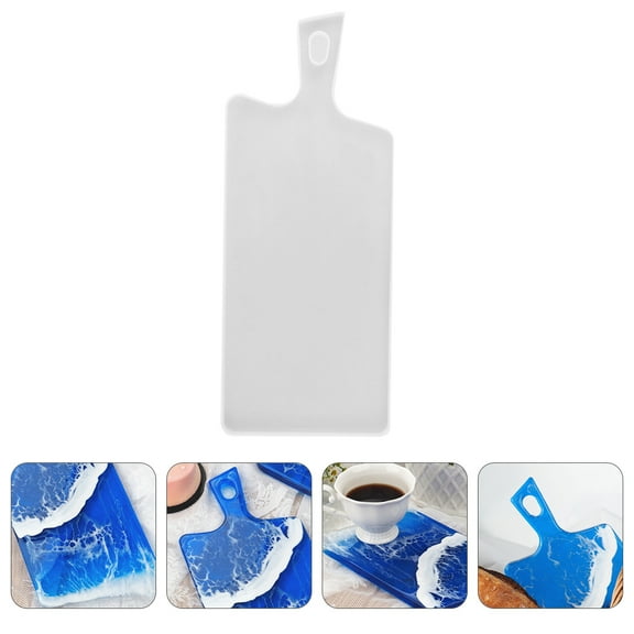 ROSENICE 1Pack Epoxy Table Mold for DIY Projects White Silicone 34.1X13.8X1.1in Wide Handle Design
