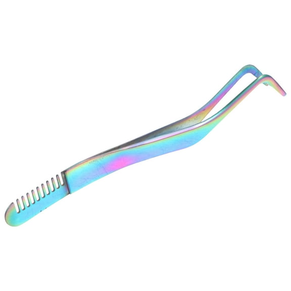 ROSENICE 1Pack Eyelash Tweezer Extension Tweezers for Adjusting Fake Lashes in 4.72x0.39x0.12in Stainless Steel