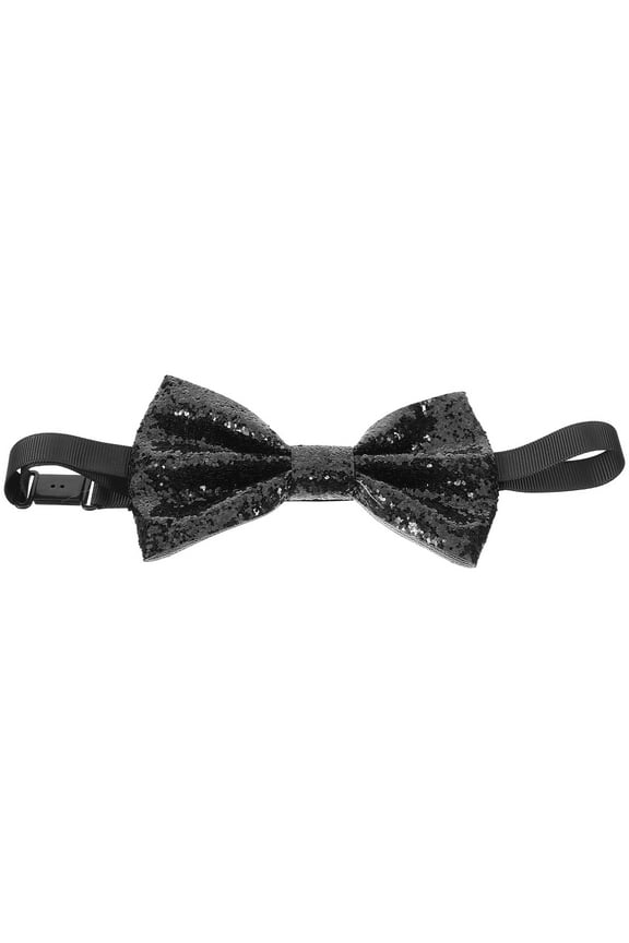 1Pack Glitter Bow Tie Men Black Leather Butterfly Shape For Dinners