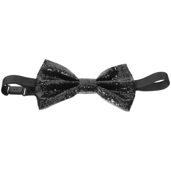 ROSENICE 1Pack Glitter Bow Tie Men Black Leather Butterfly Shape For Dinners
