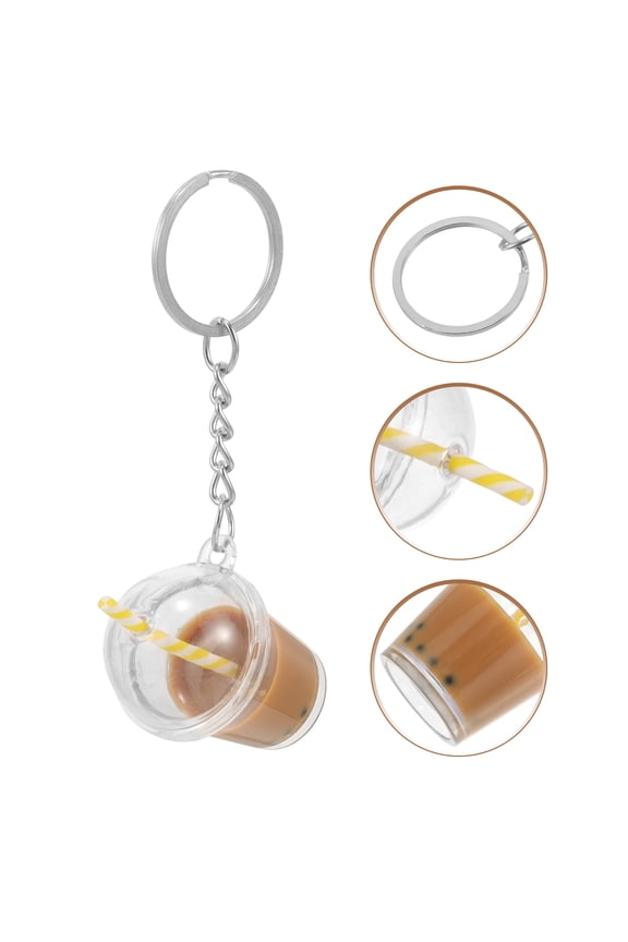1Pack Milk Tea Keychain Cute Tea Accessory Plastic Metal Iron Acrylic For Wallets Everyday Use