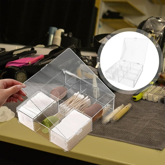 ROSENICE 1Pack Reusable Cotton Face Pad Holder Transparent Square Shape for Stationery and Makeup Pads