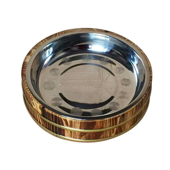 ROSENICE 1Pack Small Serving Tray Coffee Color Wooden Barrel 24x24cm for Sushi and Rice Holding