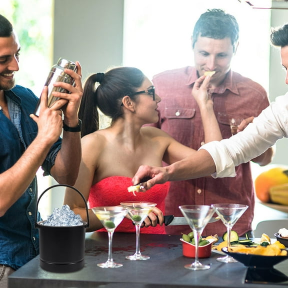 ROSENICE 1Pack Square Black Stainless Steel Ice Bucket for Chilling Beer and Beverages Parties Bar Use