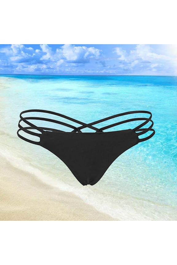 1Pack V Shape Strappy Design Thong Swim Bottoms Women Beach Holiday