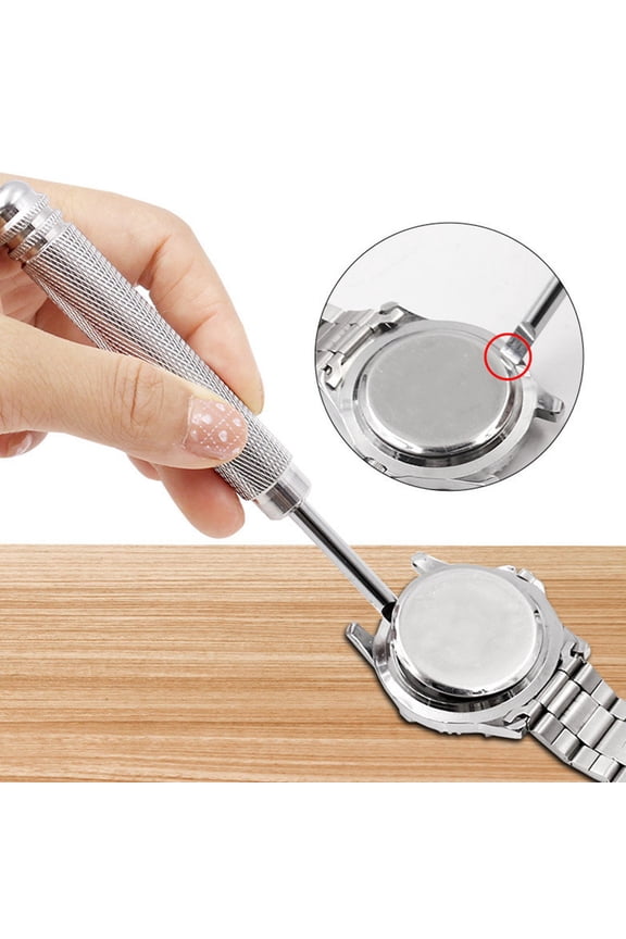 1Pack Watch Opener Silver Alloy Steel for Professional Watch Repairers Case Back Removal Tool 11.8X0.63X0.63in