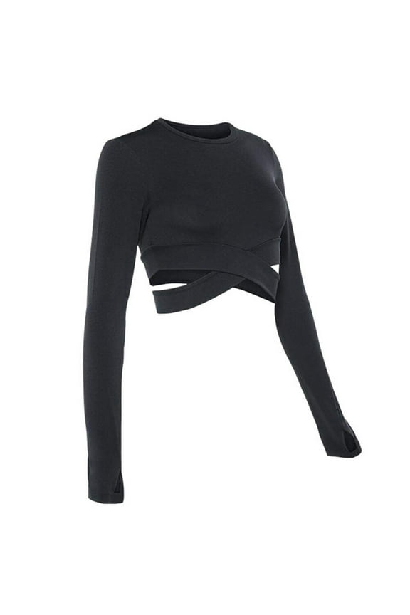 1Pack Yoga Top for Women Black Fitted Sportswear Polyester Spandex Breathable Quick Dry Gym Workouts